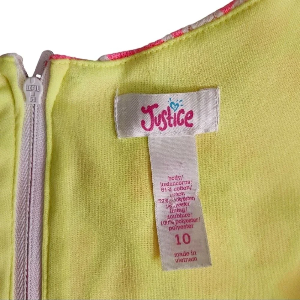 Justice Kids Girls Dress Line-A Scoop Neck Sleeveless Pink-Neon Lined Size 10